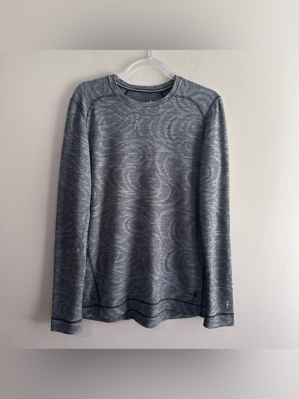 Smartwool Merino 250 Gray Pattern Crew Base Layer Top Womens XL Outdoor Hiking